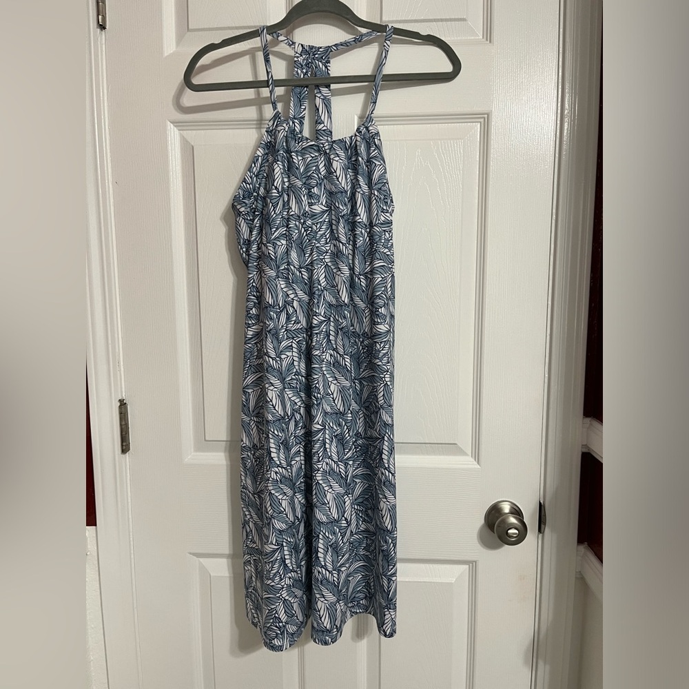 Eddie Bauer Athletic Blue Leaf Print Large